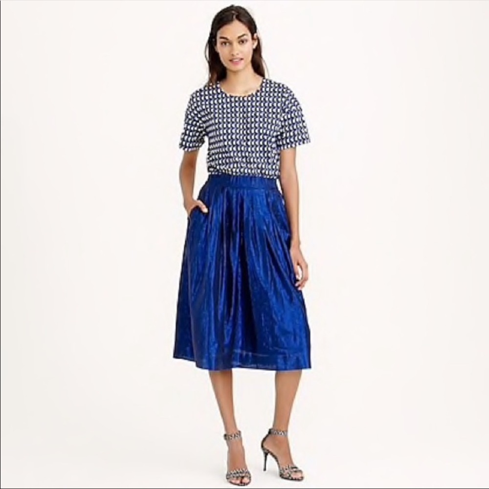 Blue shimmer Jcrew midi skirt